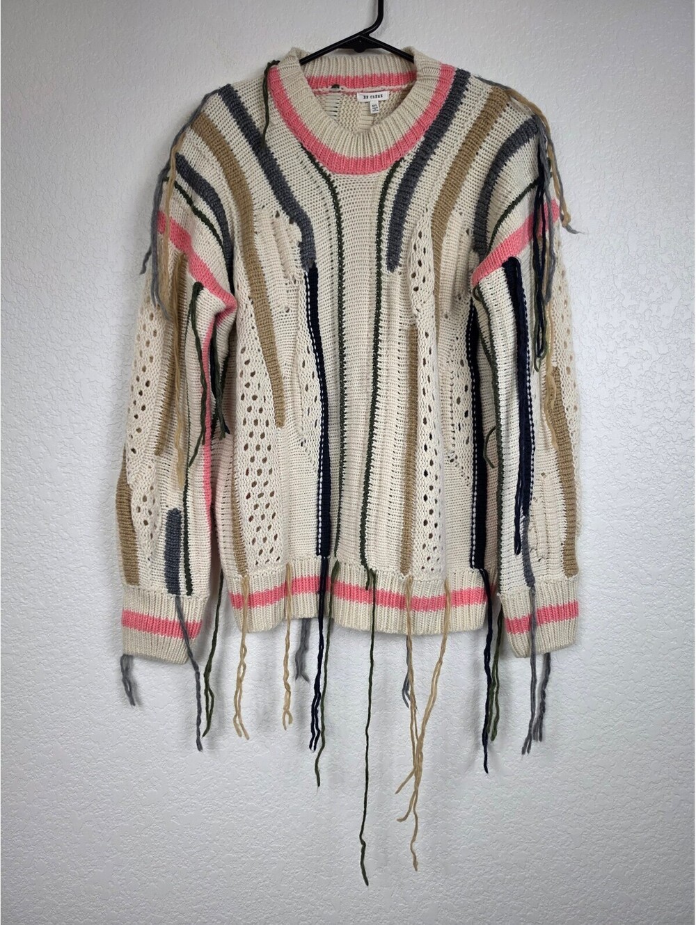 NWT Anthropologie En Crème M/L Acrylic Knit Fringe Sweater